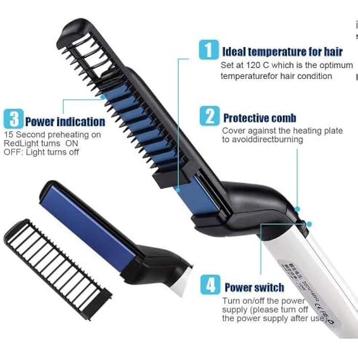Men's Hair and Chin Iron The Perfect Tool for Every Man Seeking a Stylish Look Ceramic Plates for Fast Heating and Great Control for Professional Results - Image 4